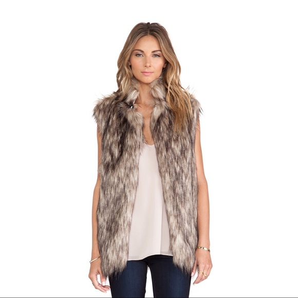 Lovers + Friends Jackets & Blazers - Lovers + Friends Camille Faux Fur Vest in Mocha